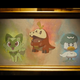 Pokémon characters smile from a painting framed in gold.
